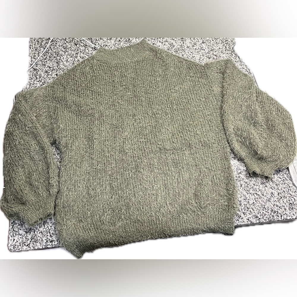 Easel Women’s Furry Green Sparkly Turtleneck Sweater